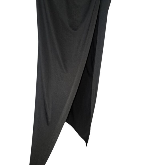 Womens Black One Shoulder Lace Cutout Maxi Evening Gown L Formal Prom Unbranded - Picture 3 of 11